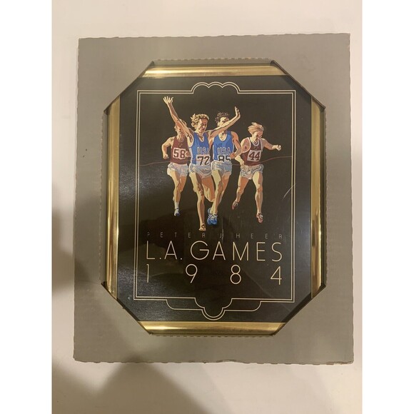 Other - PETER J.HEER "L.A.GAMES 1984 SMALL OLYMPIC FRAMED POSTER ORIGINAL VINTAGE